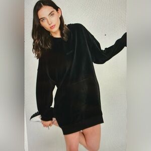 Brunette The Label, ELLE VELOUR HOODIE TUNIC BLACK/BLONDE, size M/L